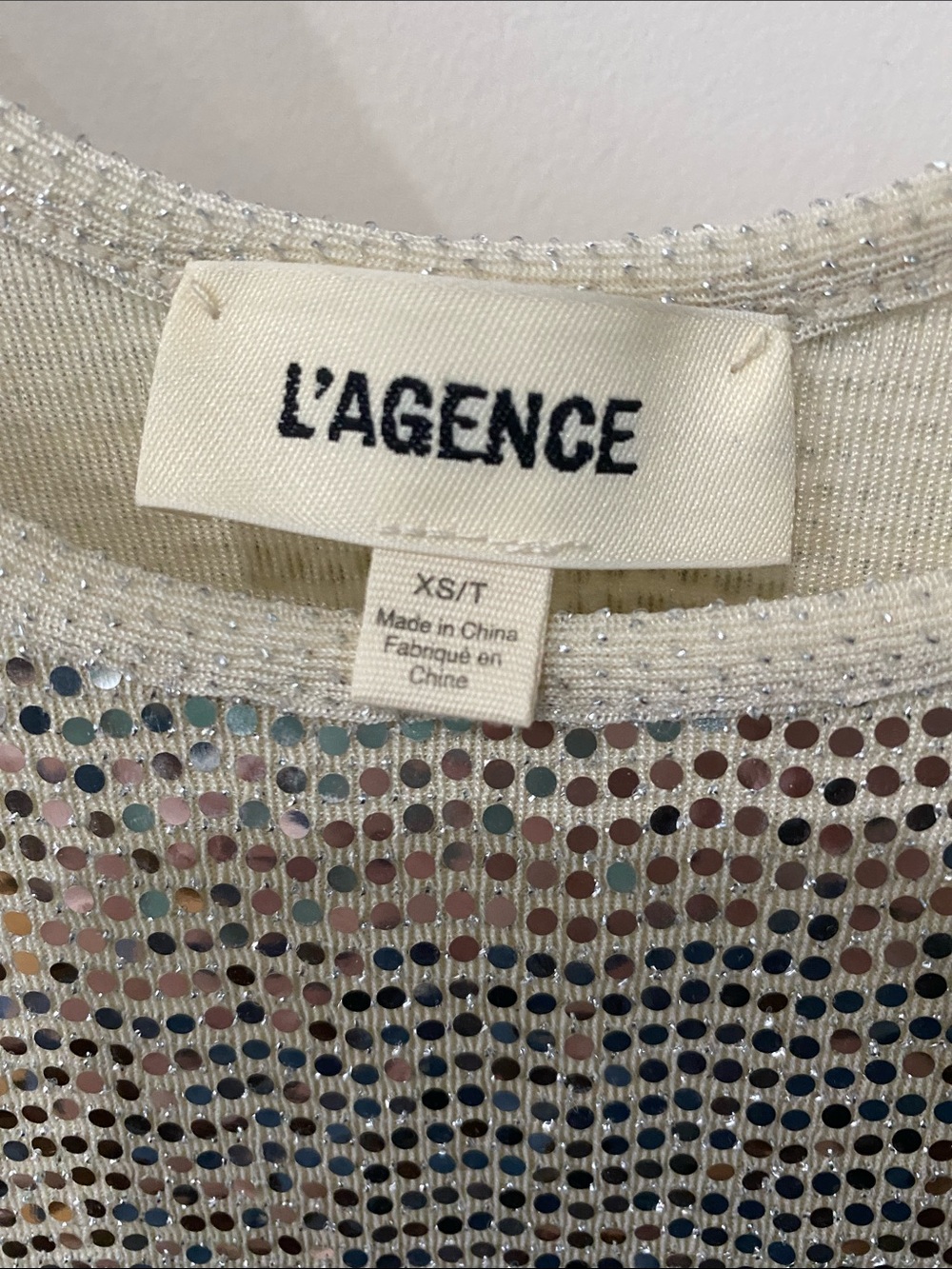 L'Agence Silver Sequin Tank Top XS - Picture 4 of 5